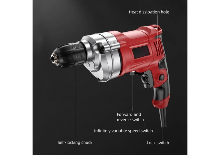 220V 50Hz Impact Drill 0-3000 R/min High Rotation Speed Corded Electric Drill Tool Max 13mm Chuck Controllable Speed 780W 1420